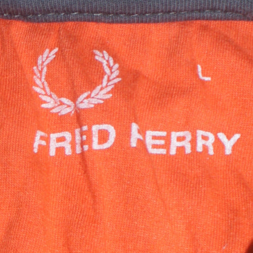 Fred Perry Men's Grey Orange Trim Cotton Polo Shirt Size L
