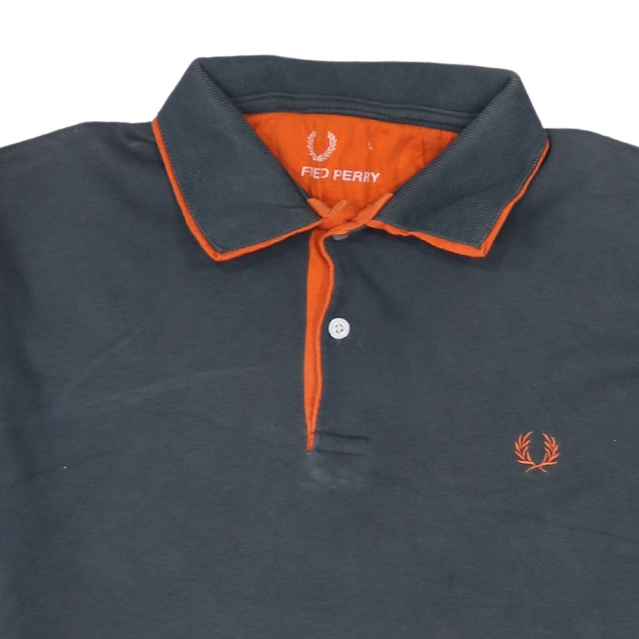 Fred Perry Men's Grey Orange Trim Cotton Polo Shirt Size L