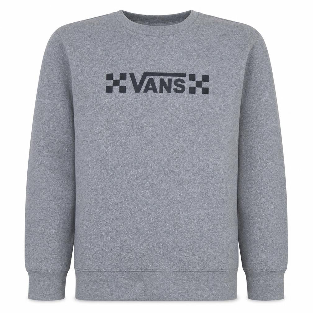 Front view of Vans Men's Grey Crew Neck Pullover Sweatshirt M Regular Fit
