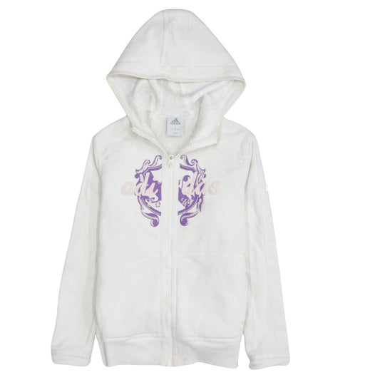 Adidas Womens White Hooded Full Zip Hoodie Size 14 Polyester