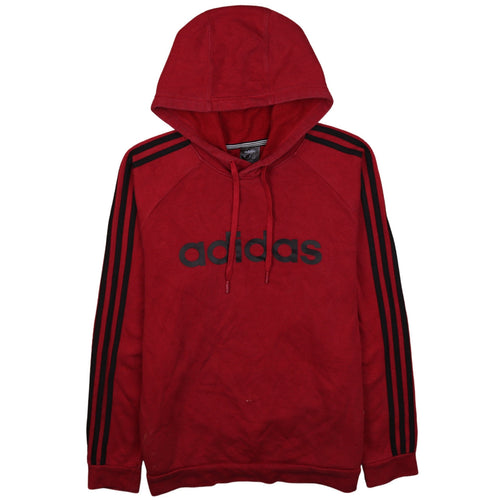 Adidas Men's Red Pullover Hoodie Medium Regular Fit Fleece