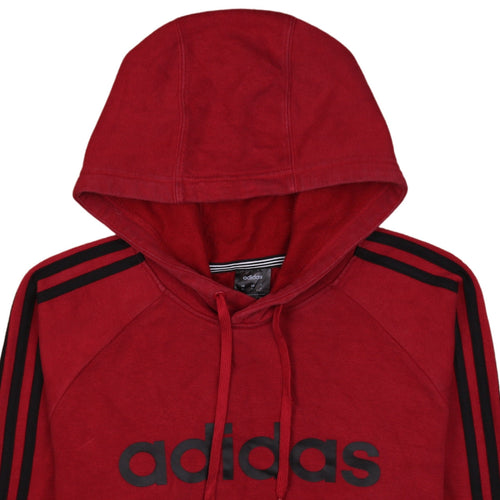 Adidas Men's Red Pullover Hoodie Medium Regular Fit Fleece