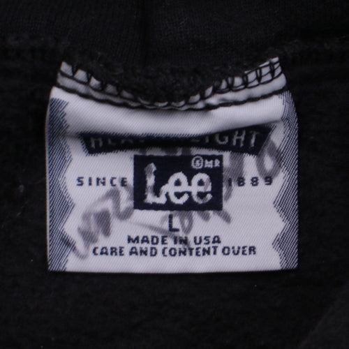 Lee Men's Black Pullover Hoodie L Logo Sports Graphic Vintage