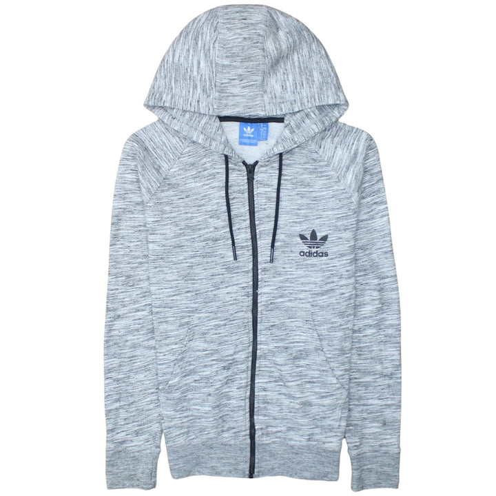 Adidas Women Grey Full Zip Hoodie Size 16 Hooded Sweatshirt