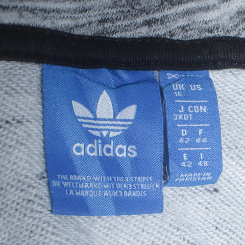 Adidas Women Grey Full Zip Hoodie Size 16 Hooded Sweatshirt