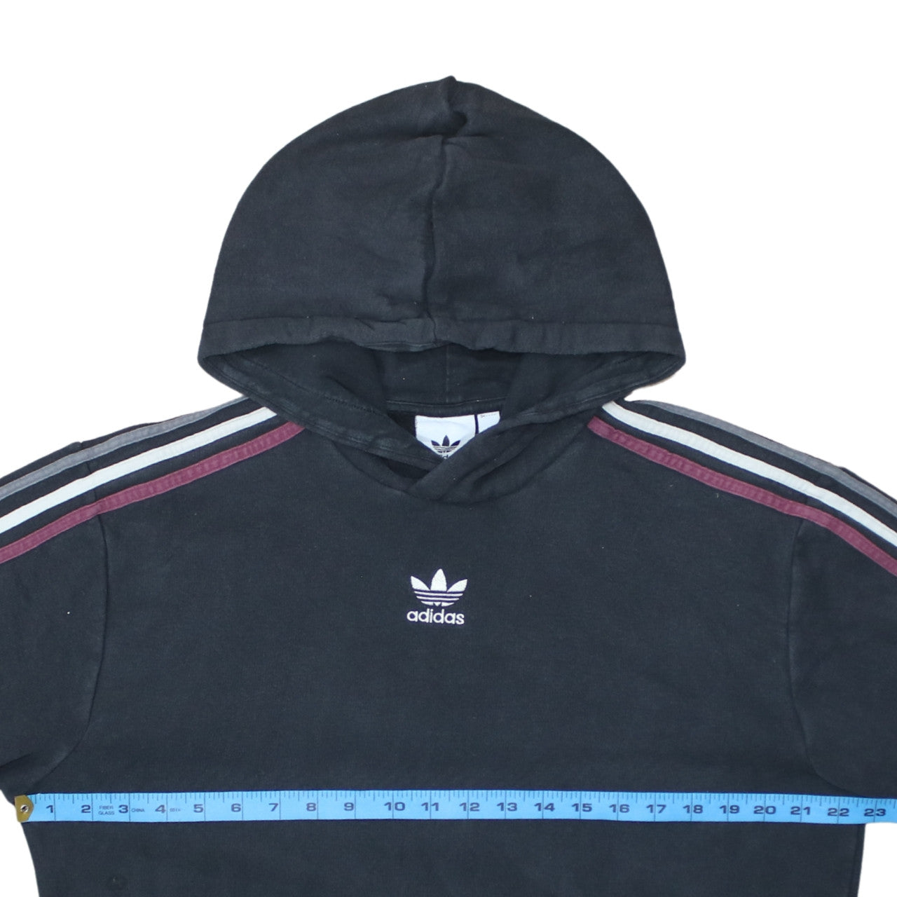 Adidas Men Black Hoodie Medium Pullover Cotton Blend Casual