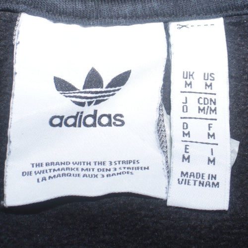 Adidas Men Black Hoodie Medium Pullover Cotton Blend Casual