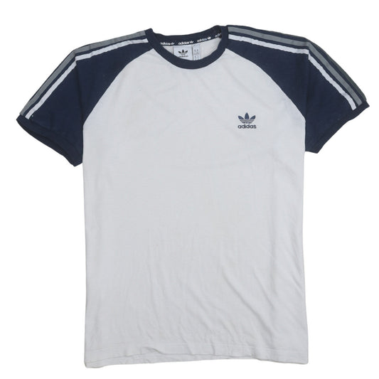 Adidas Men's White Navy XL Crew Neck Logo Sports T-Shirt