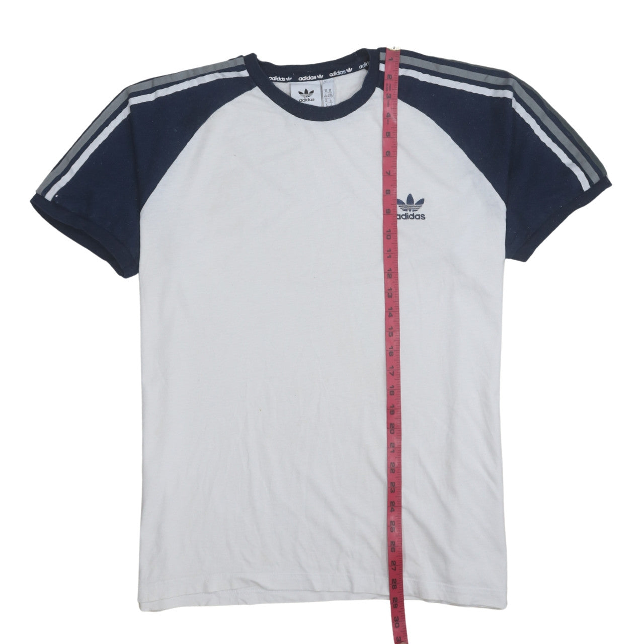 Adidas Men's White Navy XL Crew Neck Logo Sports T-Shirt