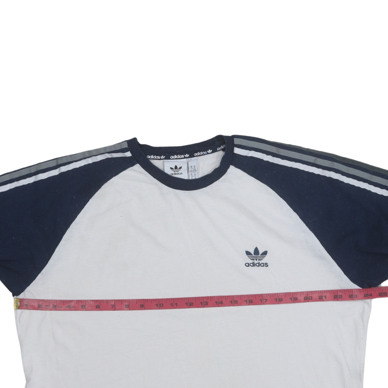 Adidas Men's White Navy XL Crew Neck Logo Sports T-Shirt