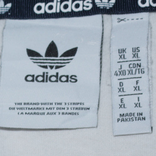 Adidas Men's White Navy XL Crew Neck Logo Sports T-Shirt