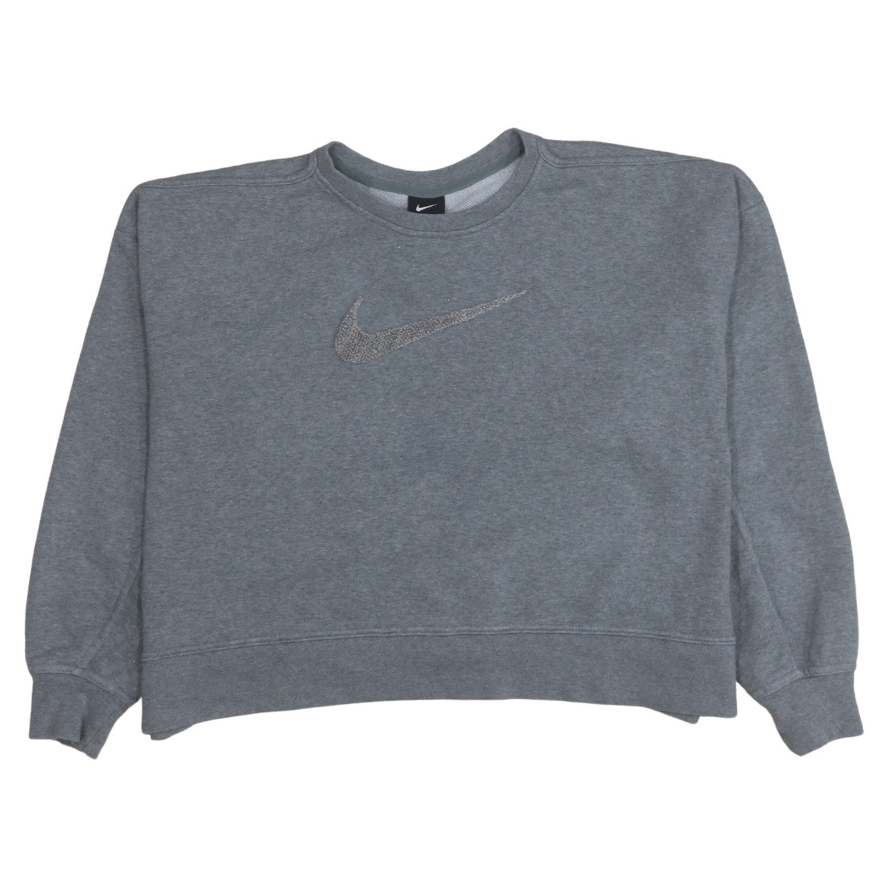 Nike Women Grey Logo Crew Neck Pullover Sweatshirt Size L