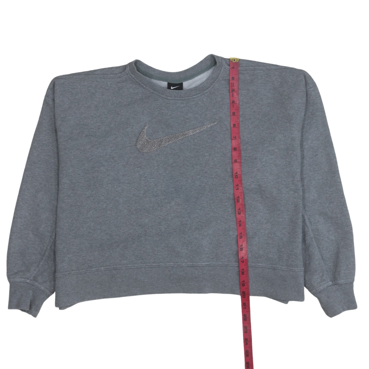 Nike Women Grey Logo Crew Neck Pullover Sweatshirt Size L