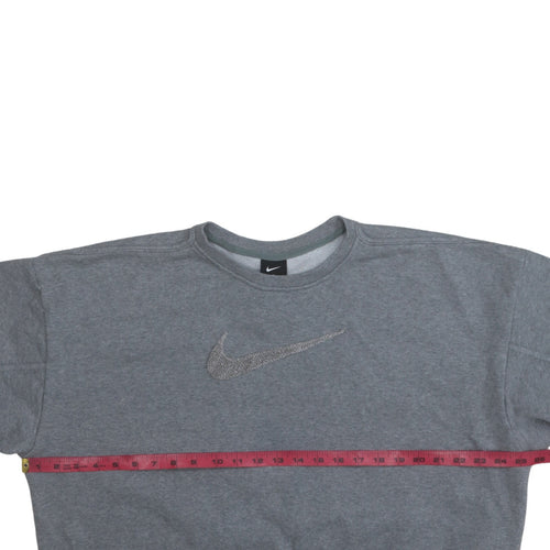 Nike Women Grey Logo Crew Neck Pullover Sweatshirt Size L
