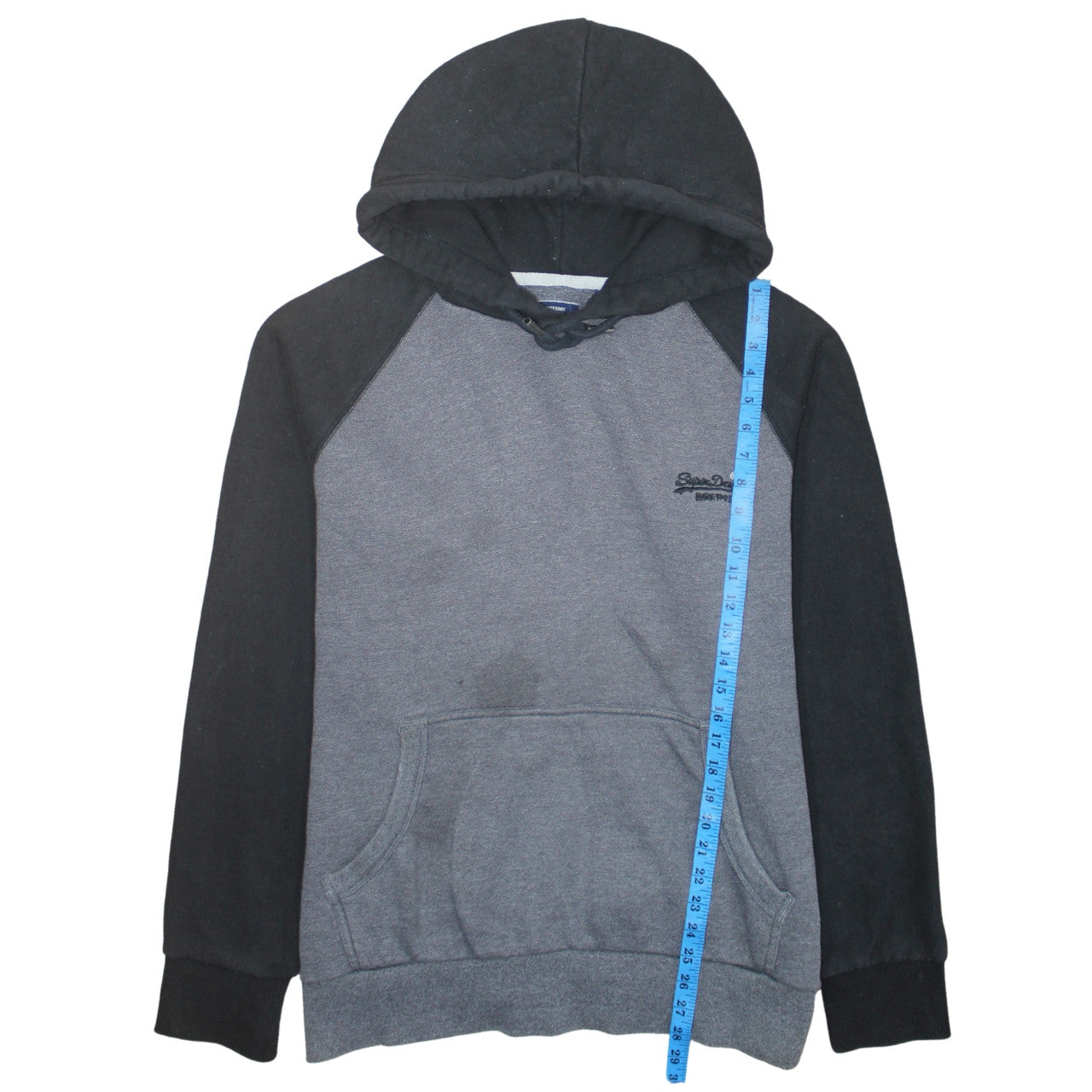 Superdry Men’s Grey & Black Pullover Hoodie 3XL Regular Fit