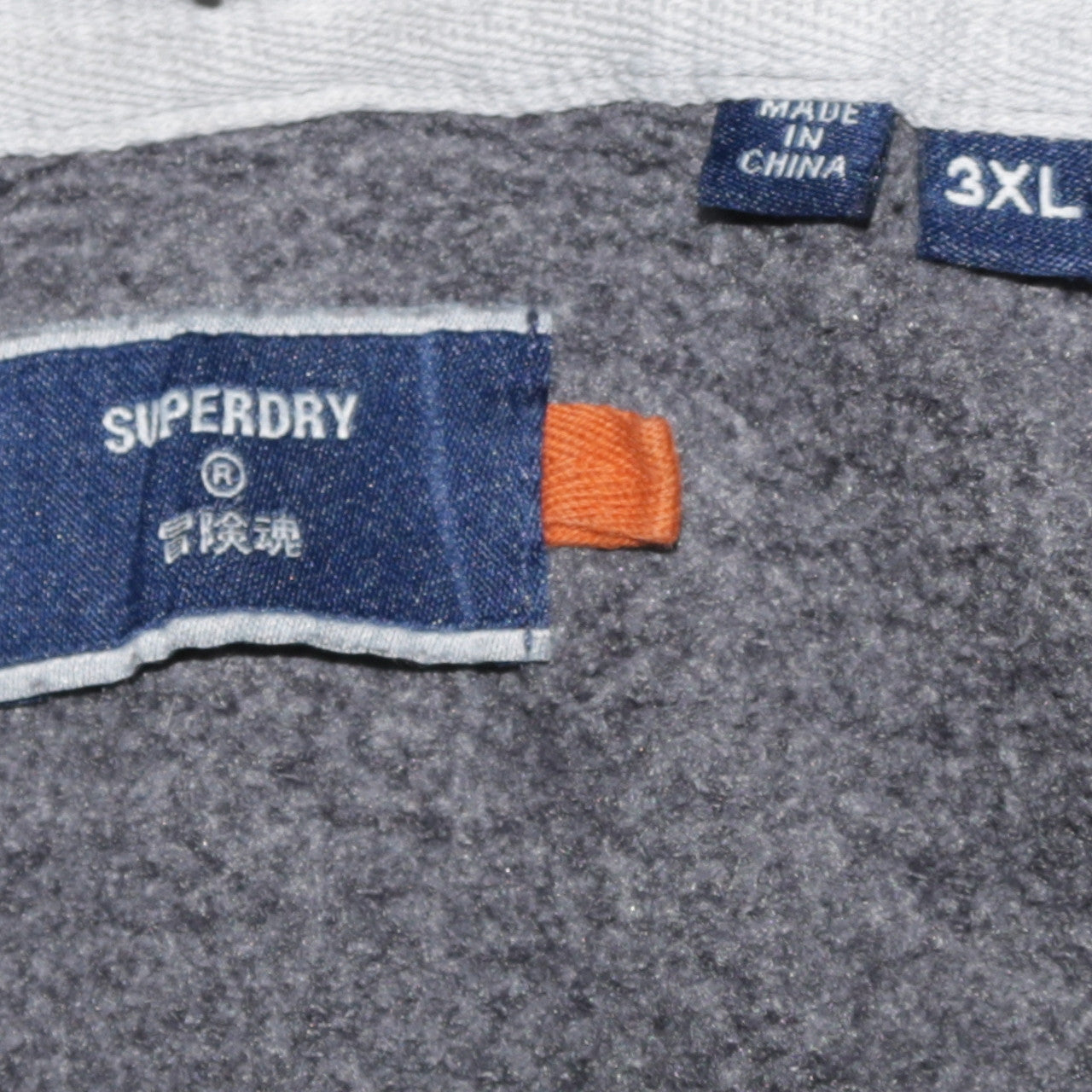 Superdry Men’s Grey & Black Pullover Hoodie 3XL Regular Fit
