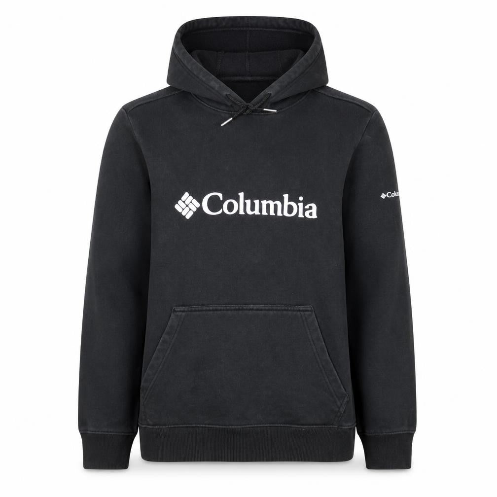 Front view of Columbia Men Black Pullover Hoodie, size S, Fleece Outdoor