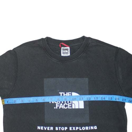 The North Face Boys Black Pullover Sweatshirt L Graphic Logo Crew Neck