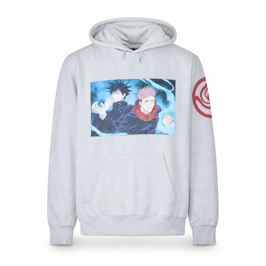 Front view of Primark Men’s Grey Anime Graphic Pullover Hoodie XL