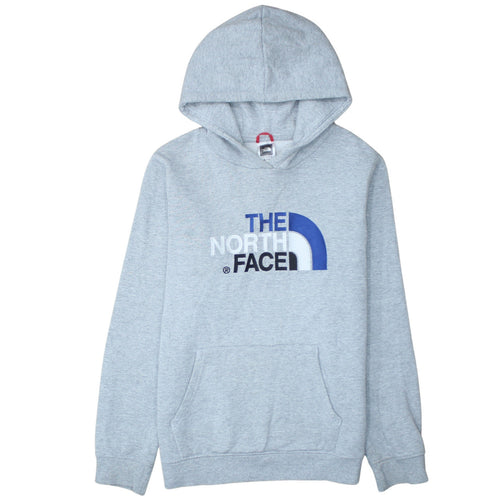 The North Face Boys Grey XL Pullover Hoodie Fleece Lined Logo Sweatshirt