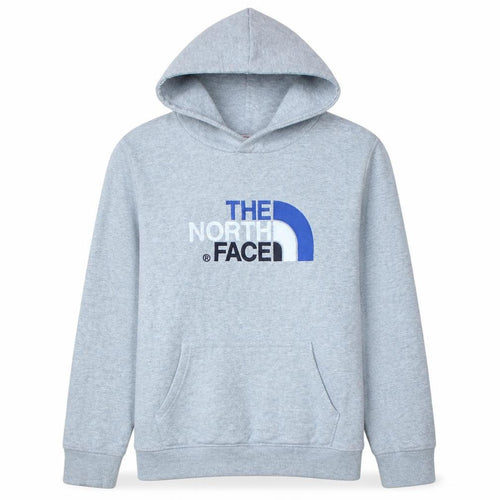 The North Face Boys Grey XL Pullover Hoodie Fleece Lined Logo Sweatshirt