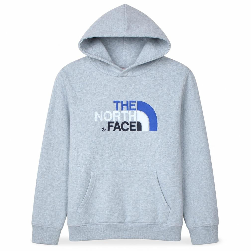 The North Face Boys Grey XL Pullover Hoodie Fleece Lined Logo Sweatshirt