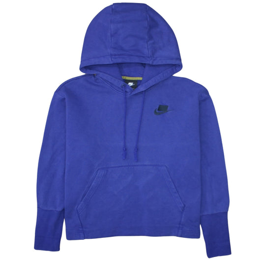 Nike Women's Blue Pullover Hoodie L Cotton Blend Casual Sweatshirt
