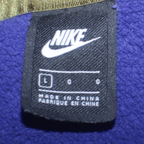 Nike Women's Blue Pullover Hoodie L Cotton Blend Casual Sweatshirt