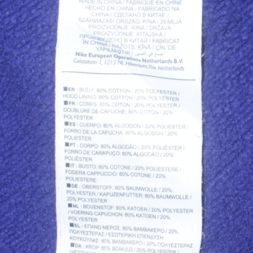 Nike Women's Blue Pullover Hoodie L Cotton Blend Casual Sweatshirt