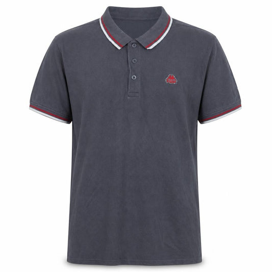 Front view of Kappa Men's Grey X-Large Polo Shirt with Red Trim Embroidered Logo