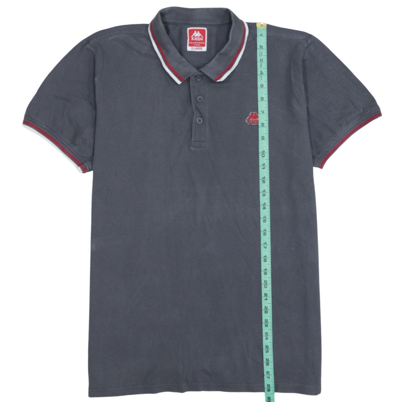 Kappa Men's Grey X-Large Polo Shirt with Red Trim Embroidered Logo