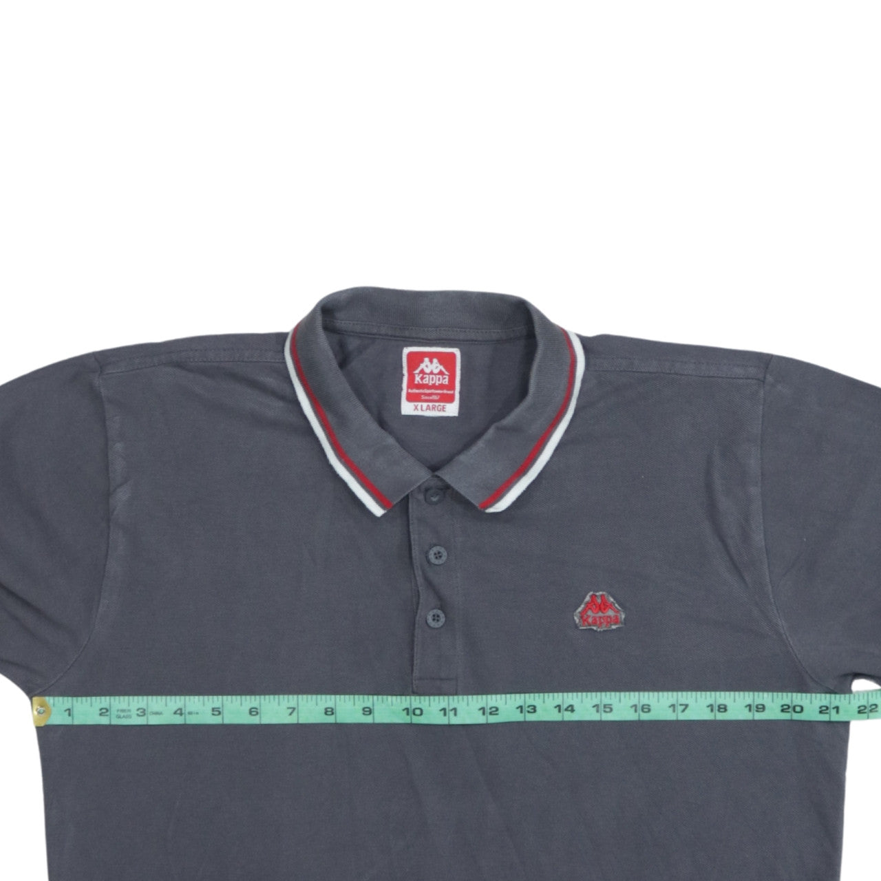 Kappa Men's Grey X-Large Polo Shirt with Red Trim Embroidered Logo