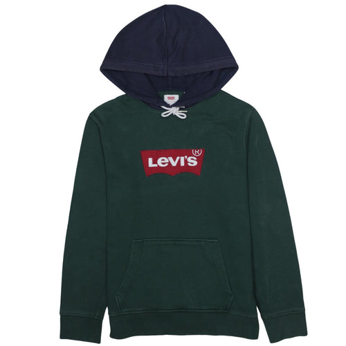 Levi’s Mens Green & Navy Pullover Hoodie S Logo Sweatshirt