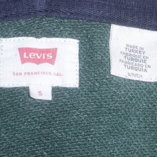 Levi’s Mens Green & Navy Pullover Hoodie S Logo Sweatshirt
