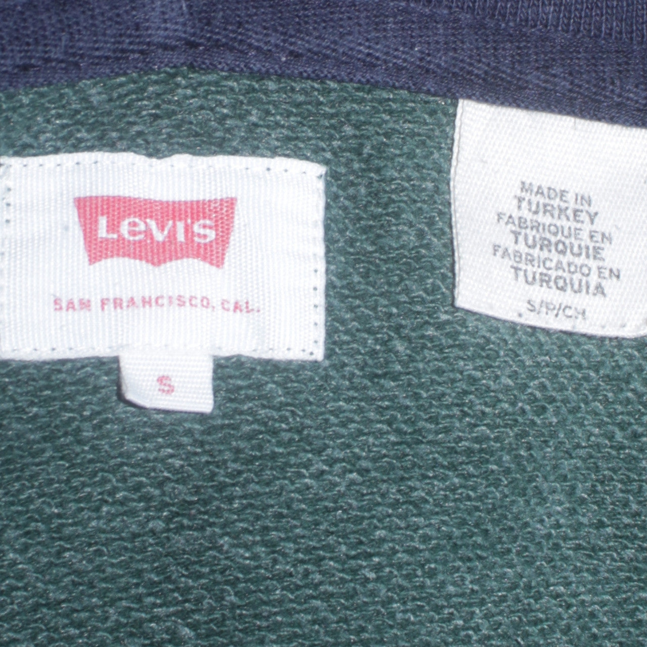 Levi’s Mens Green & Navy Pullover Hoodie S Logo Sweatshirt
