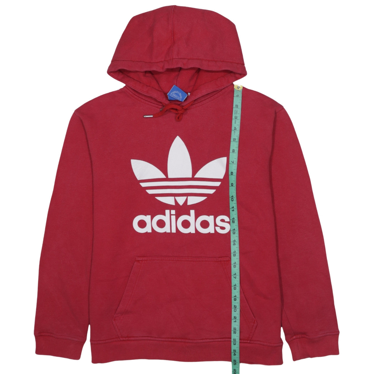 Adidas Mens Red Pullover Hoodie M Logo Graphic Fleece Sweatshirt