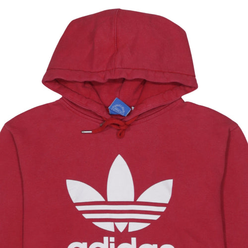 Adidas Mens Red Pullover Hoodie M Logo Graphic Fleece Sweatshirt