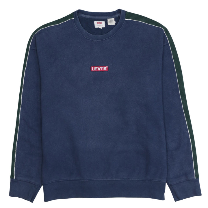 Levi's Men's Blue Crew Neck Logo Pullover Sweatshirt Size M