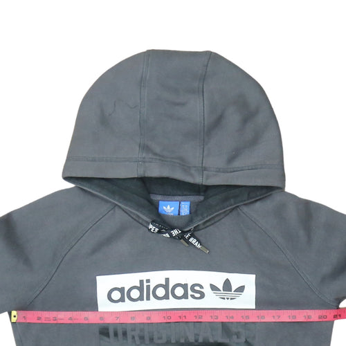 Adidas Originals Womens Grey Pullover Hoodie M Logo Graphic Print