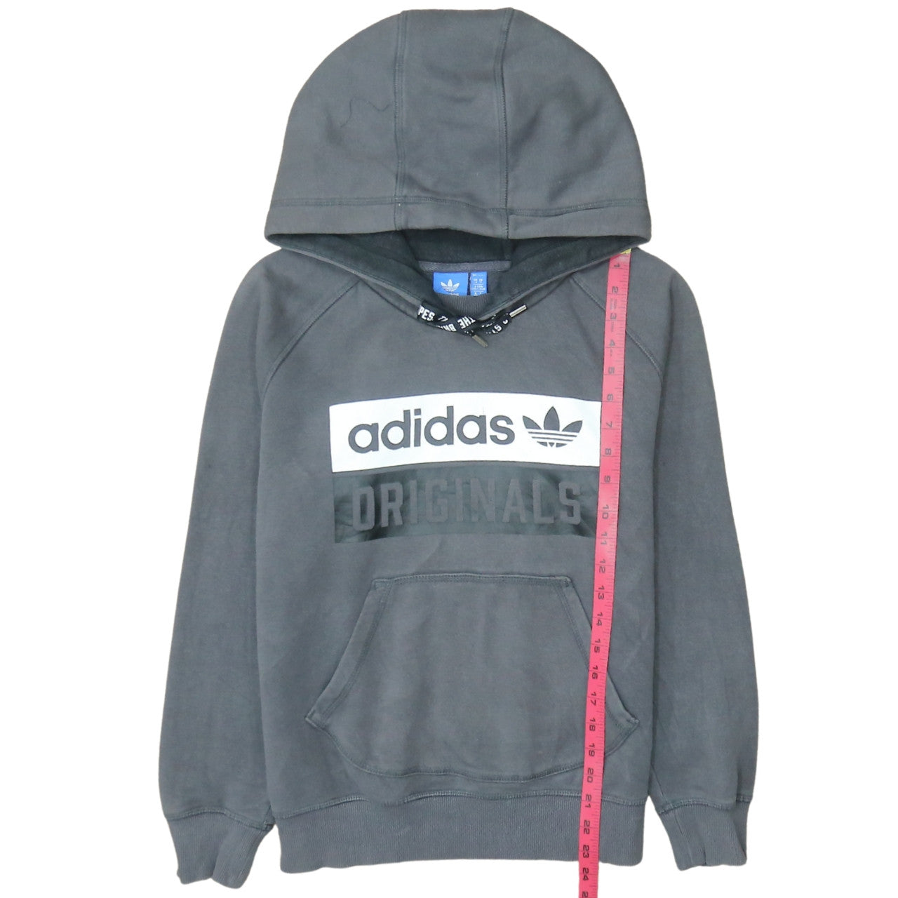 Adidas Originals Womens Grey Pullover Hoodie M Logo Graphic Print