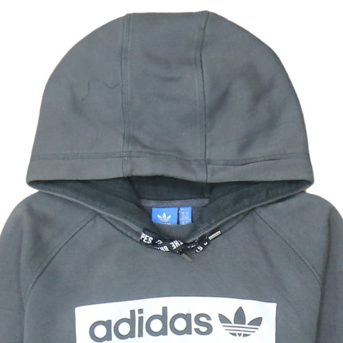 Adidas Originals Womens Grey Pullover Hoodie M Logo Graphic Print
