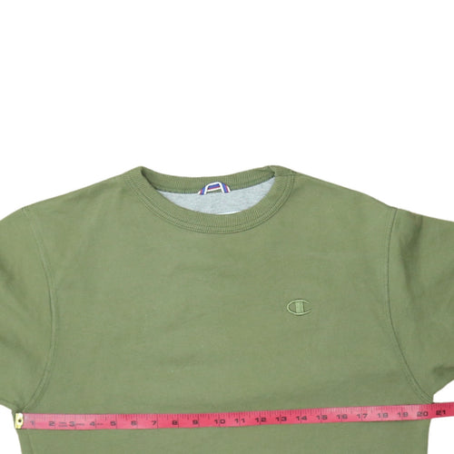 Champion Men's Green Crew Neck Fleece Sweatshirt Size S Regular Fit