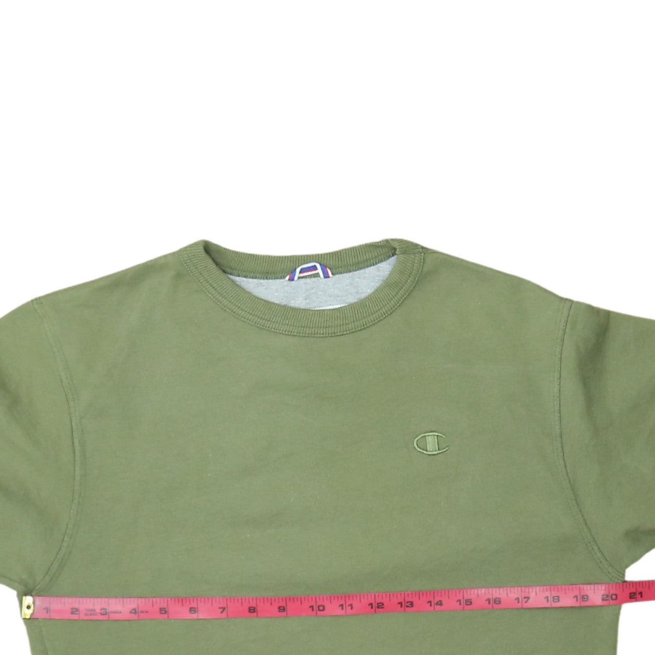 Champion Men's Green Crew Neck Fleece Sweatshirt Size S Regular Fit
