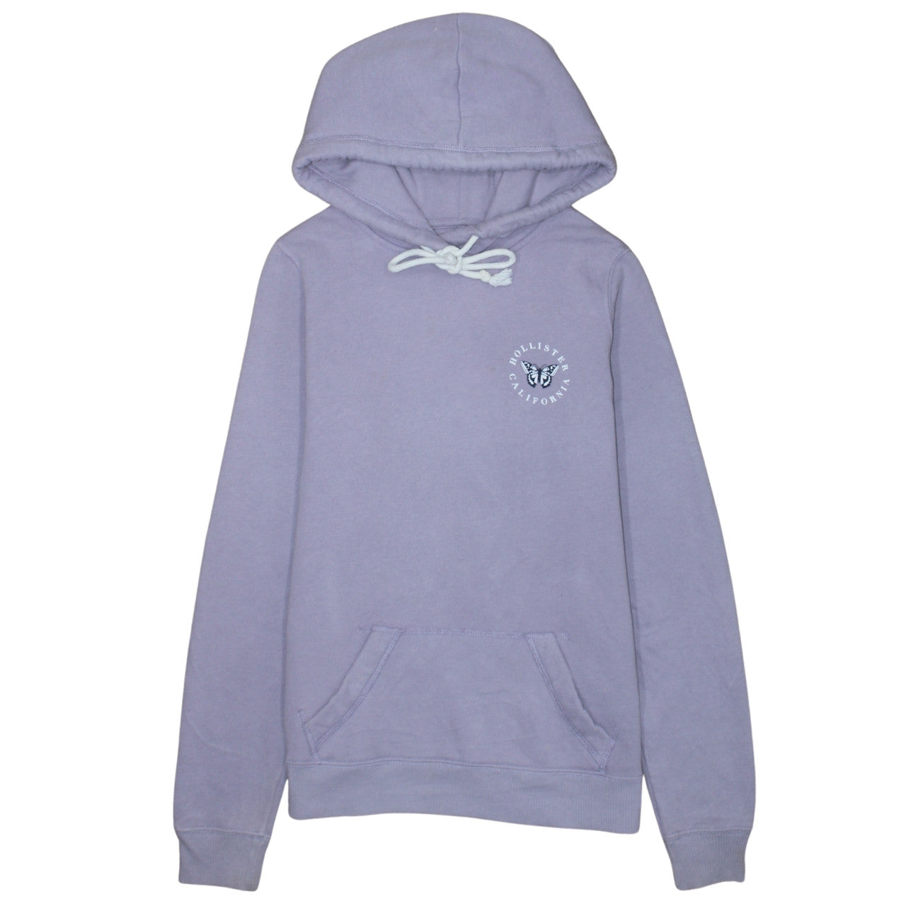 Hollister Women’s Lilac Pullover Hoodie XS Cotton Blend Butterfly Logo