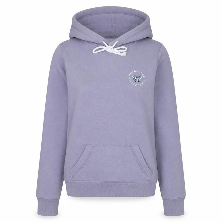 Hollister Women’s Lilac Pullover Hoodie XS Cotton Blend Butterfly Logo