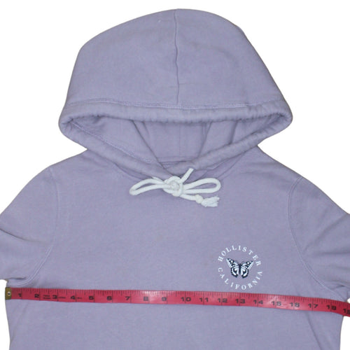 Hollister Women’s Lilac Pullover Hoodie XS Cotton Blend Butterfly Logo