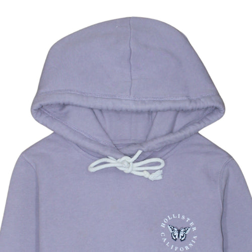 Hollister Women’s Lilac Pullover Hoodie XS Cotton Blend Butterfly Logo
