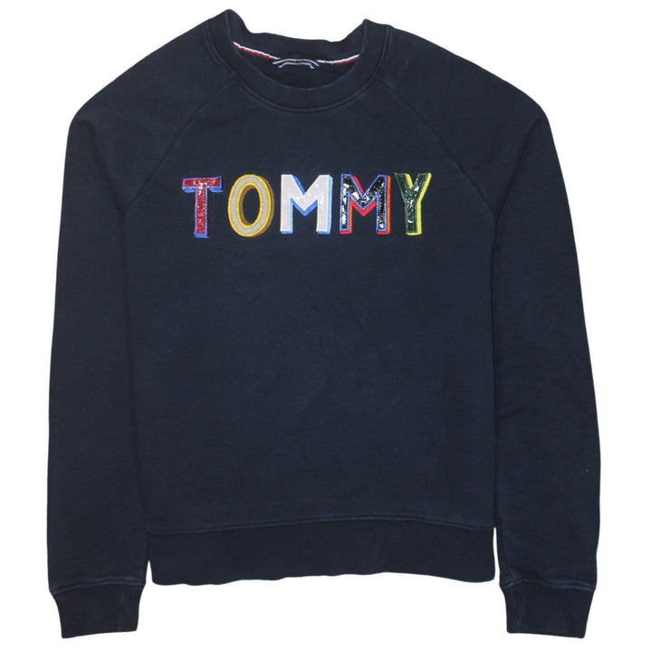 Tommy Hilfiger Women's Navy Blue Pullover Sweatshirt M Embroidered Logo