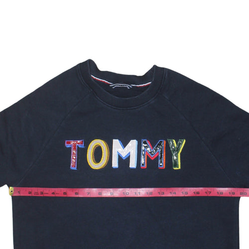 Tommy Hilfiger Women's Navy Blue Pullover Sweatshirt M Embroidered Logo