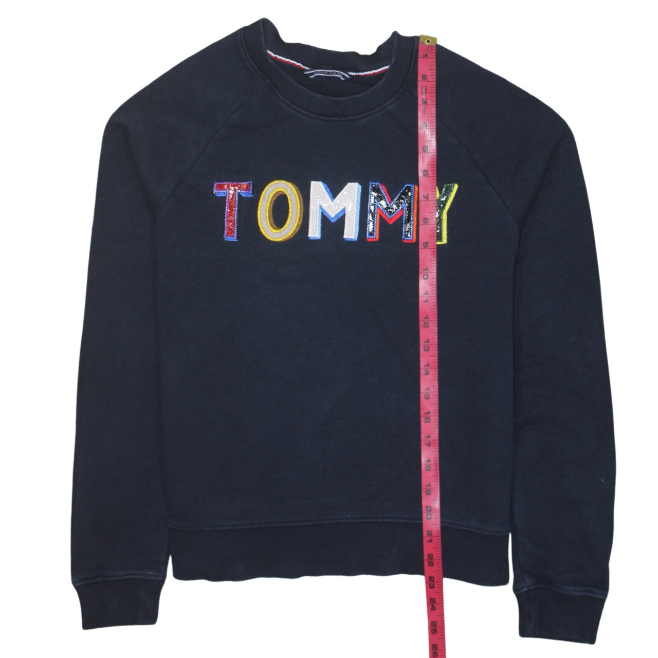 Tommy Hilfiger Women's Navy Blue Pullover Sweatshirt M Embroidered Logo